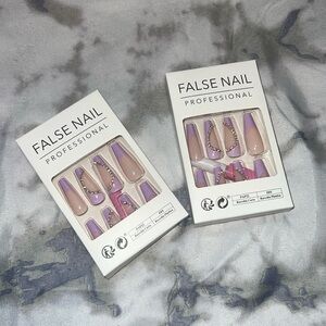 *4 FOR $15* | Lavender Heart Long Press On Nails | BundleNSave